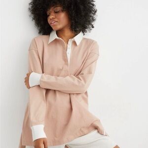 #480 Aerie Long Sleeve Polo Shirt Large